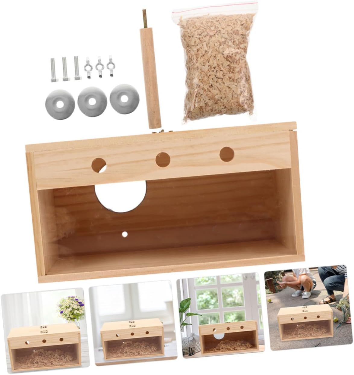 Abaodam Large Plastic Nesting Cage Birdhouse with Hanging Hook, Parakeet Breeding Box for Cockatiels, Budgies, and Finches, Bird Nests for Cages and Parakeet Supplies image number 6