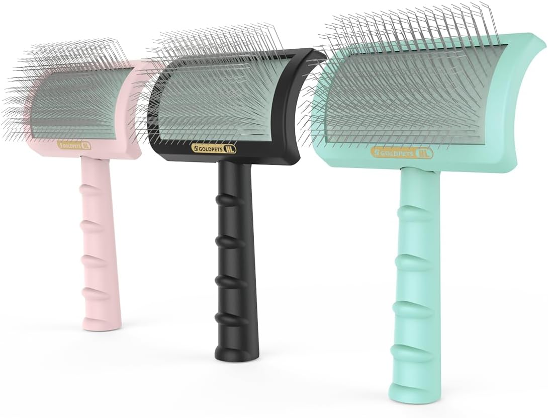 Large Slicker Brush Extra Long Pin Slicker for Long Haired Dog and Cat, Pet Grooming Brush Easy to Comb Knots Use to Clean Loose & Dirt, Pet Brushes for Dogs Shedding for Thick Undercoat Curly Hair, 25Mm(Black) image number 3