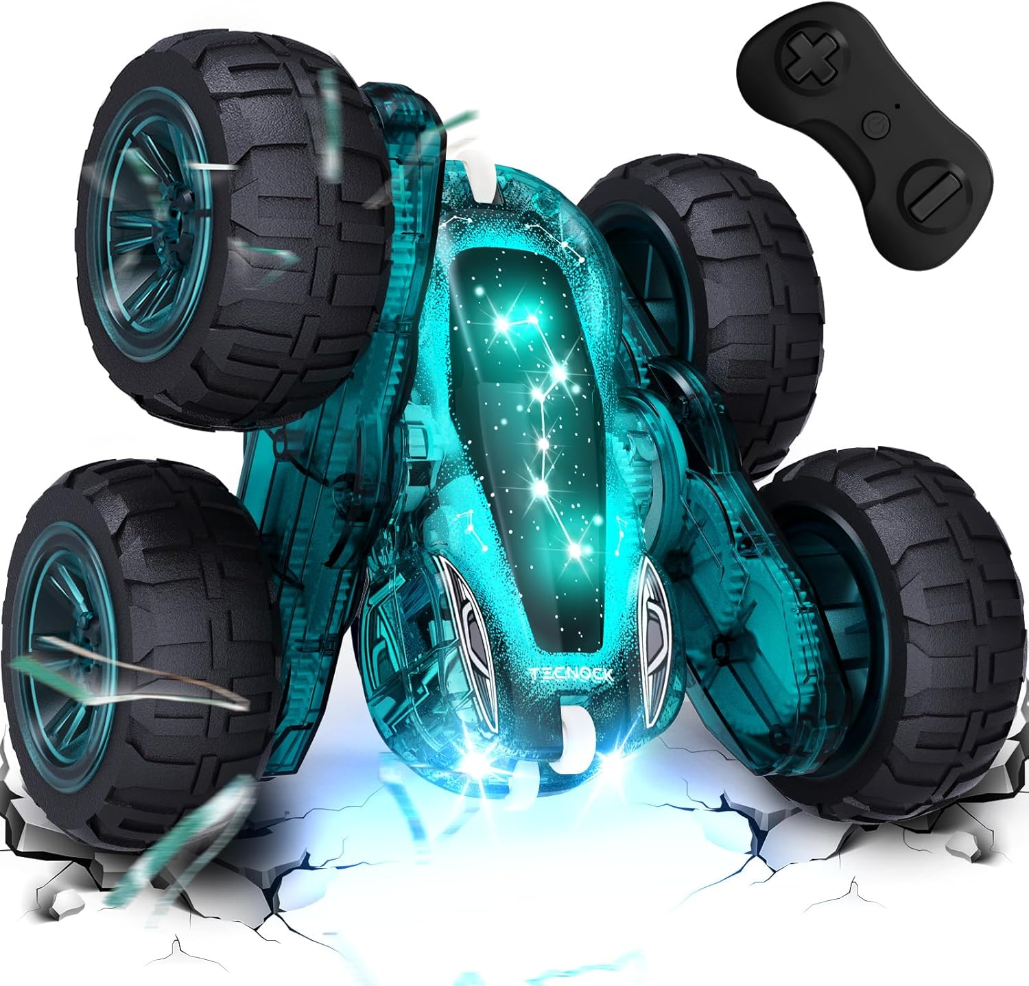 Tecnock Spider Remote Control Car, 2.4Ghz RC Cars with USB-C Easy Charging, 4WD Double Sided 360&deg; Rotates & Flips RC Stunt Car