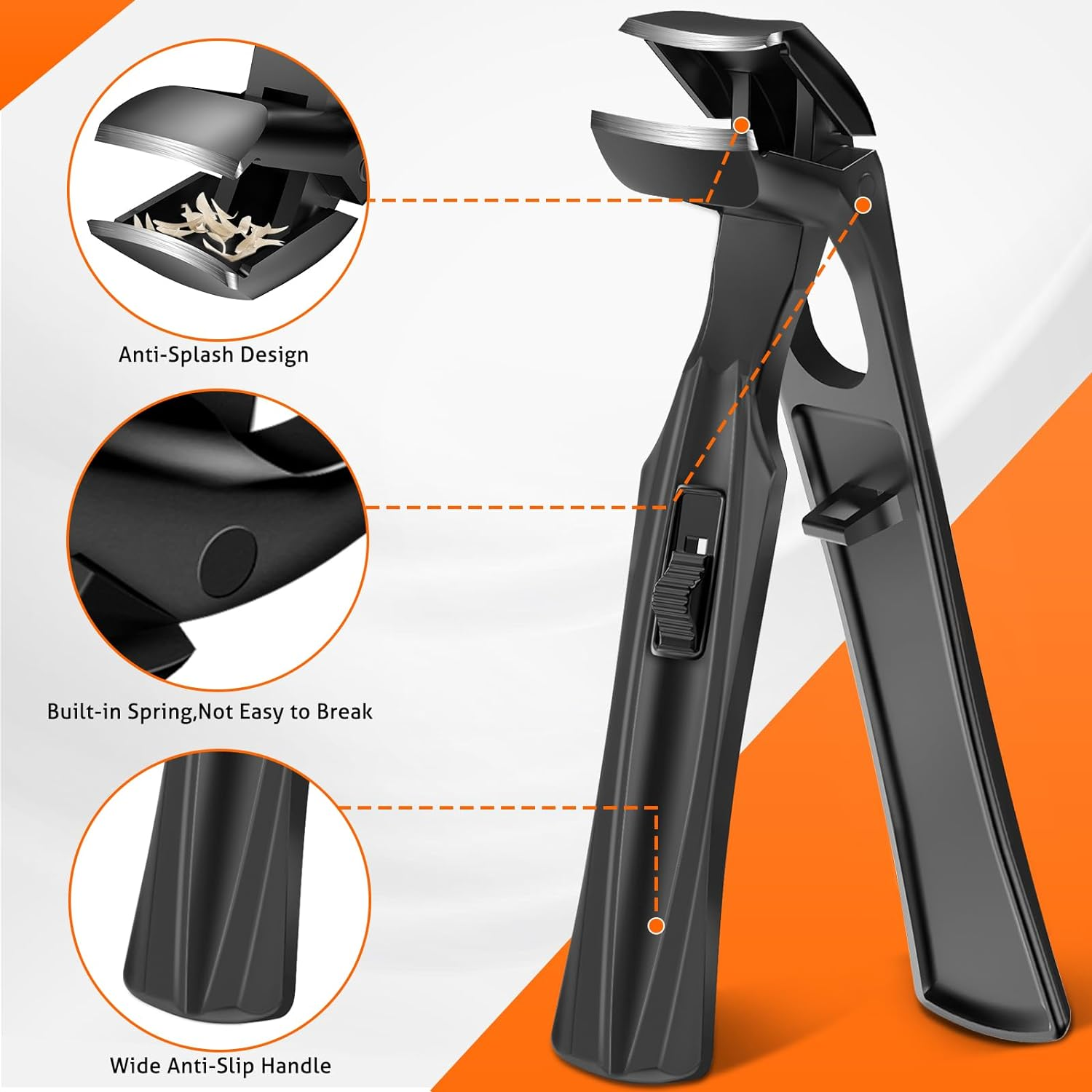 Toenail Clippers for Seniors Thick Toenails, 2024 Upgrade Angled Head Large Toe Nail Clippers for Men with Wide Jaw Opening, Sharp Heavy Duty Fingernail Clipper Cutter with Catcher Long Handle -Black image number 1