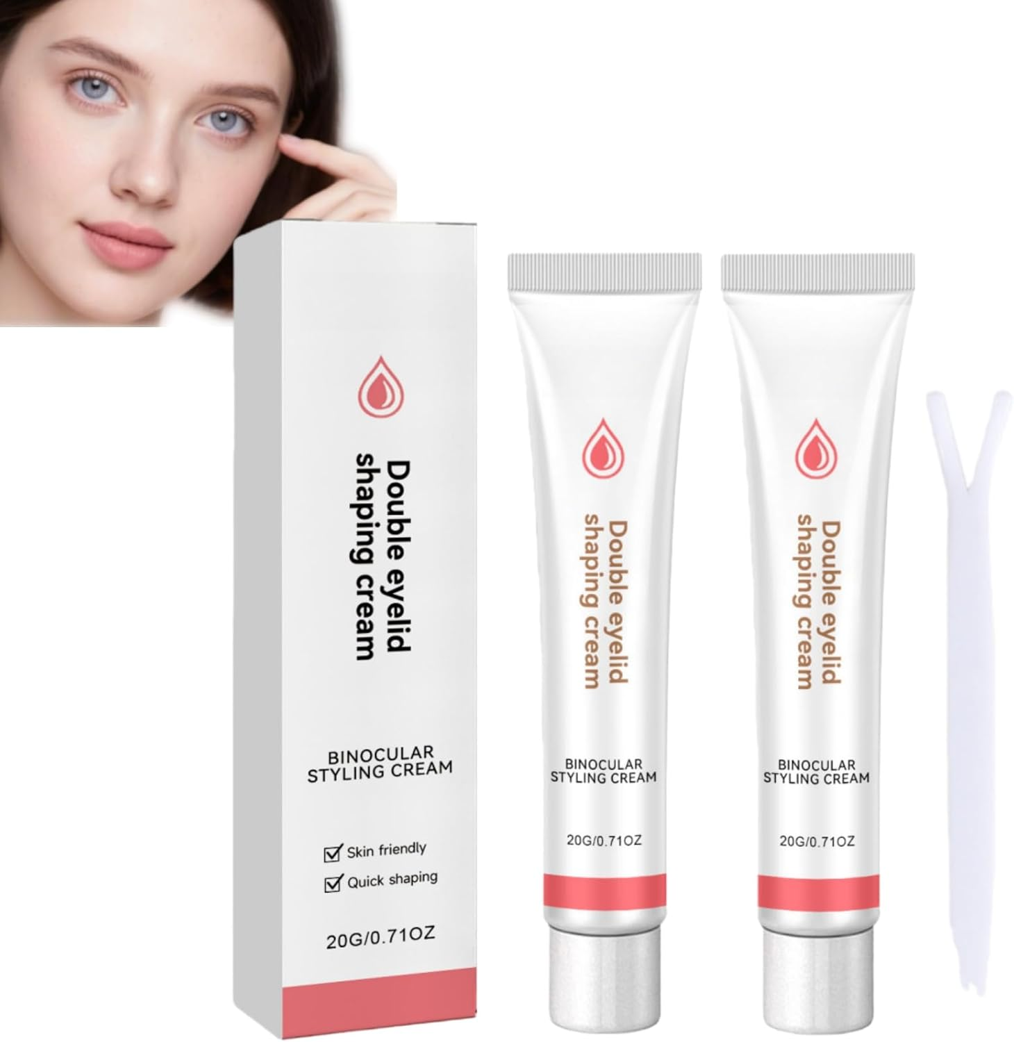 Long Lasting Waterproof Invisible Double-Eyelid Shaping Styling Cream with Y Stick, Upper-Eyelid Firming Cream for Droopy Eyelids/Hooded, Fast-Drying Eyelids Enhancer (2)