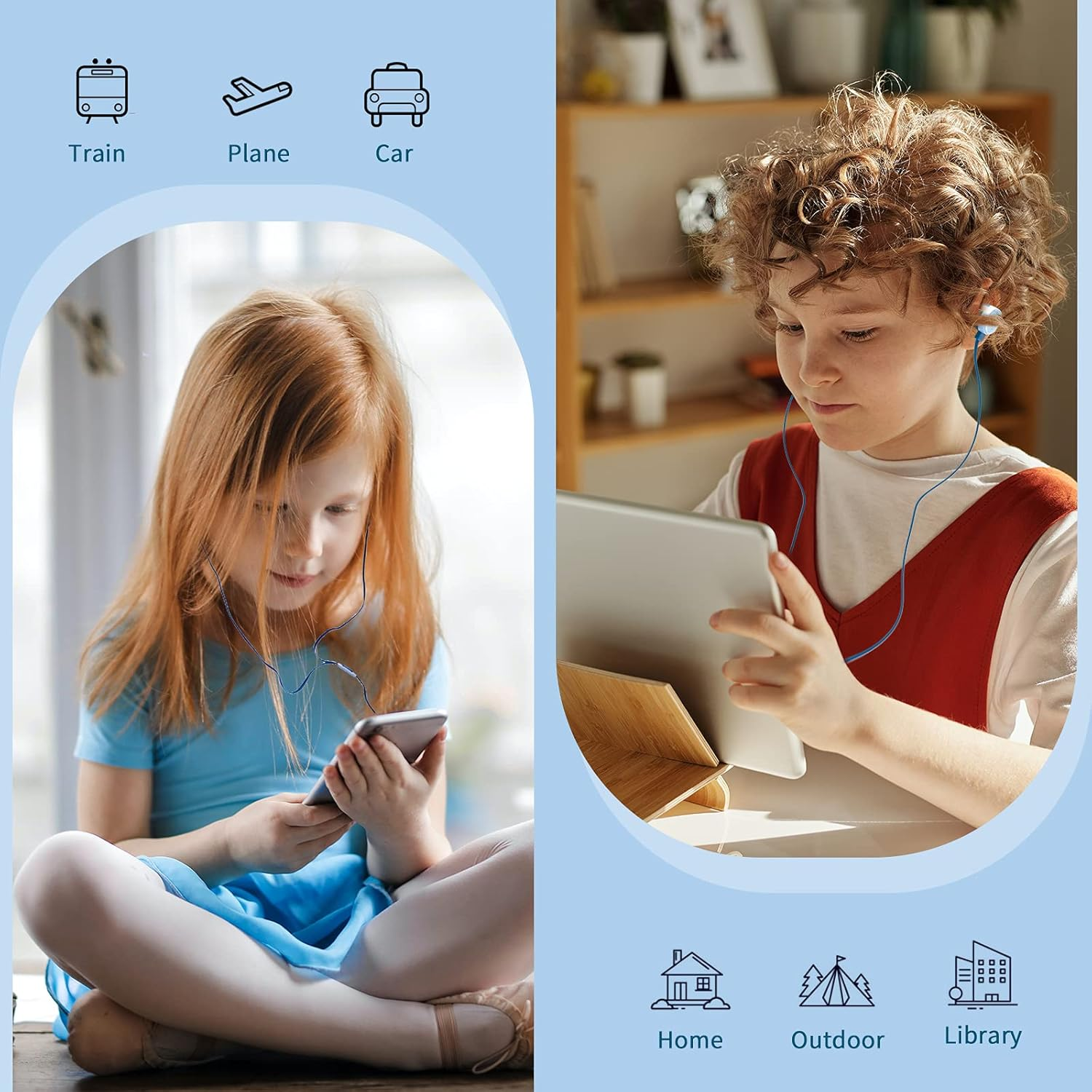 Anruk Cute Donut Earbuds for Kids, Kid Size Wired Earbud & In-Ear Headphones with Microphone and Lovely Earphones Storage Case Gifts for School Girls and Boys (Cyan) image number 6