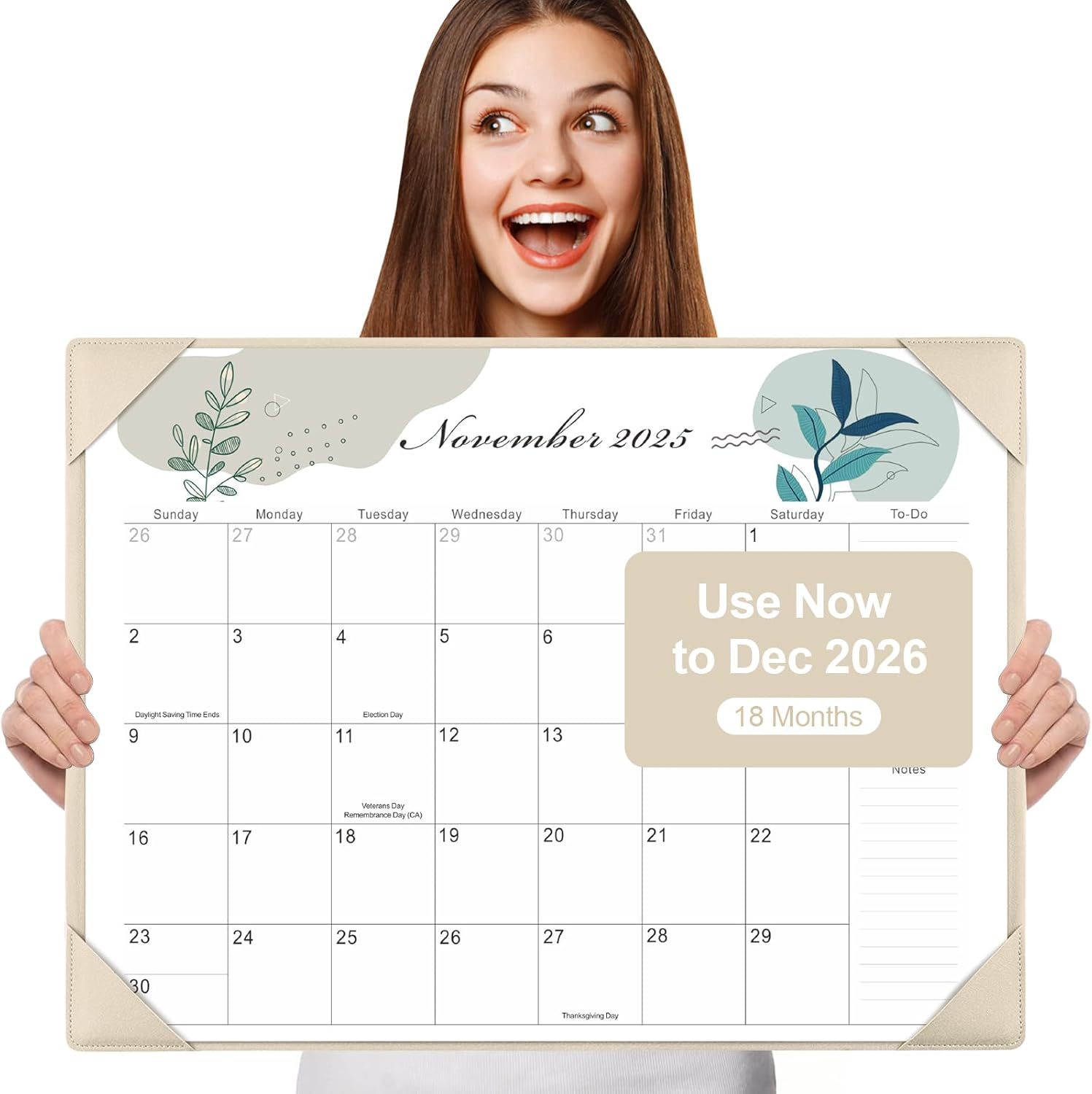 Gannyfer Desk Calendar 2026-18 Month Large Desk Calendar, Use Now to Dec 2026, 22" X 17" Desktop Pad Calendar, Office Supplies Perfect for Planning and Organizing in Your Home, School or Office