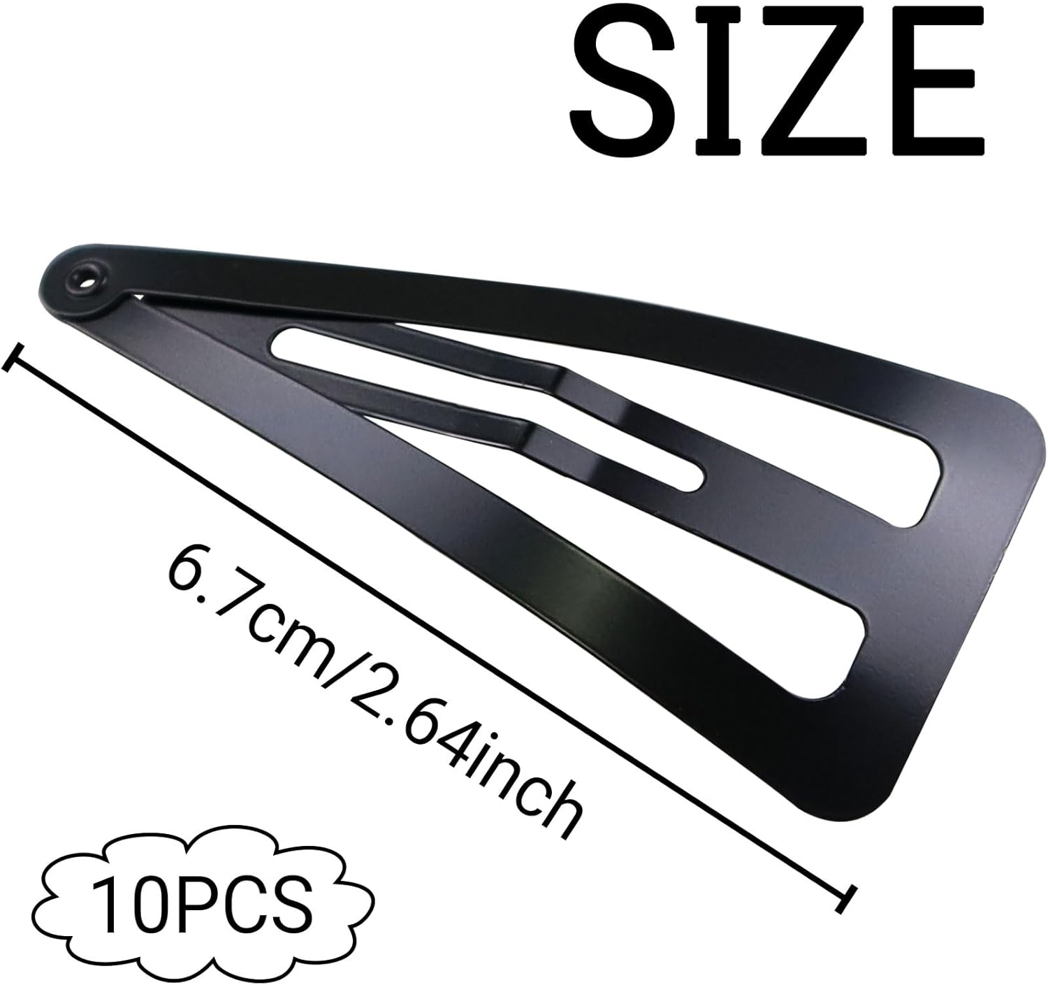 Hair Clips Girls Pack of 10 6.7 Cm Large Snap Hair Clips Hair Clips Metal Hair Clips Black Hair Clips Hair Accessories Hair Clip for Girls, Men and Women, Triangle