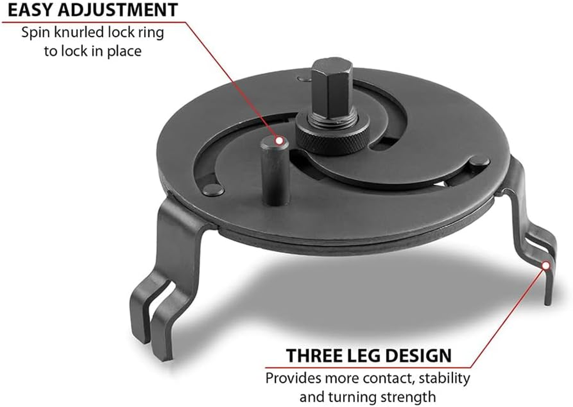 3 Jaw Adjustable Fuel Tank Pump Sending Unit Spanner Wrench, Oil Tanks Wrench, Oil Cover Pump Cap Removal Tool, Ideal for Serrated Fueloil Tank Retaining Rings for In-Tank Fuel Pumps image number 1