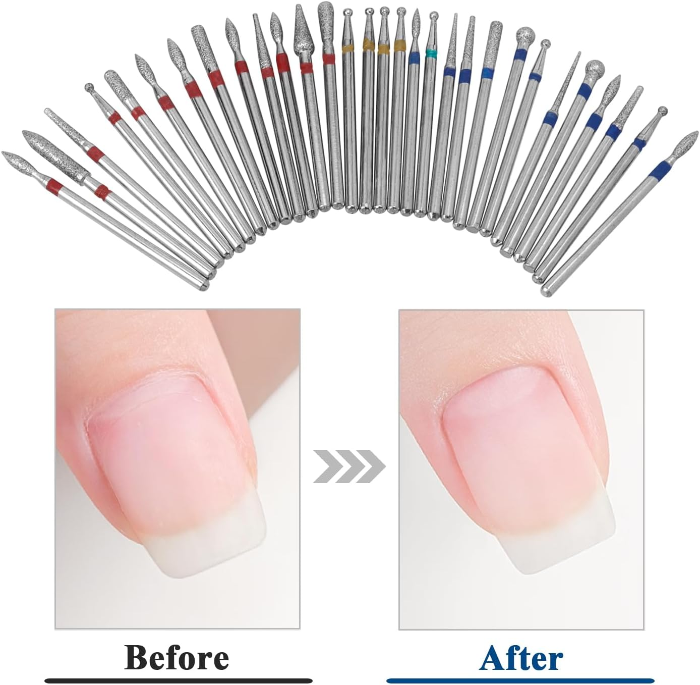 30 Pcs Nail Drill Bit Set Professional Diamond Nail Art Drilling Bits Cuticle Dead Skin Clean Nail Files Manicure Tools for Personal Manicure Pedicure Home Salon Use image number 2