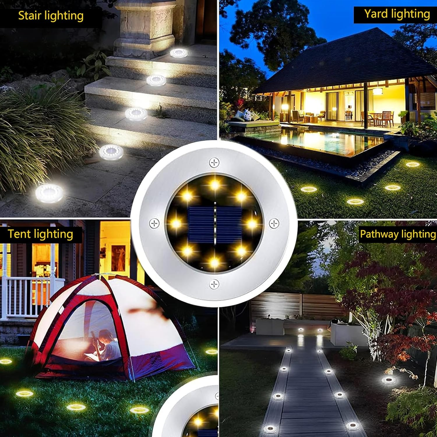 12 Pack Spots Solar Glow for Outdoor, Moisture-Resistant Soft Lighting Accents for Garden and Landscape Use-Warm Light - 12Pack-Warm Light image number 2