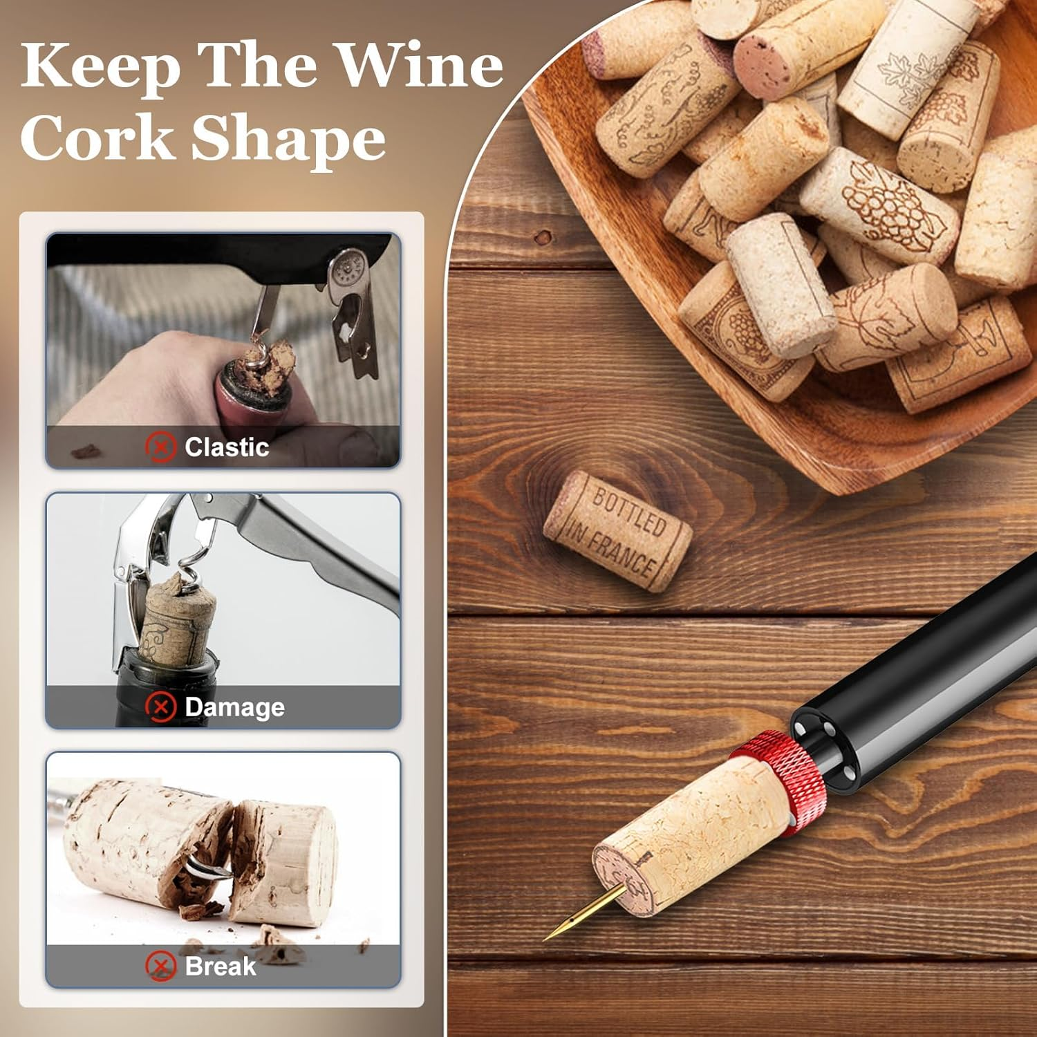 Marchpower Air Pressure Pump Wine Bottle Opener for Removing Cork, Professional Handheld Portable, 7S Quick Opening for Home Bars Travel Picnic, No Damage Cork, Effortless, Red image number 5