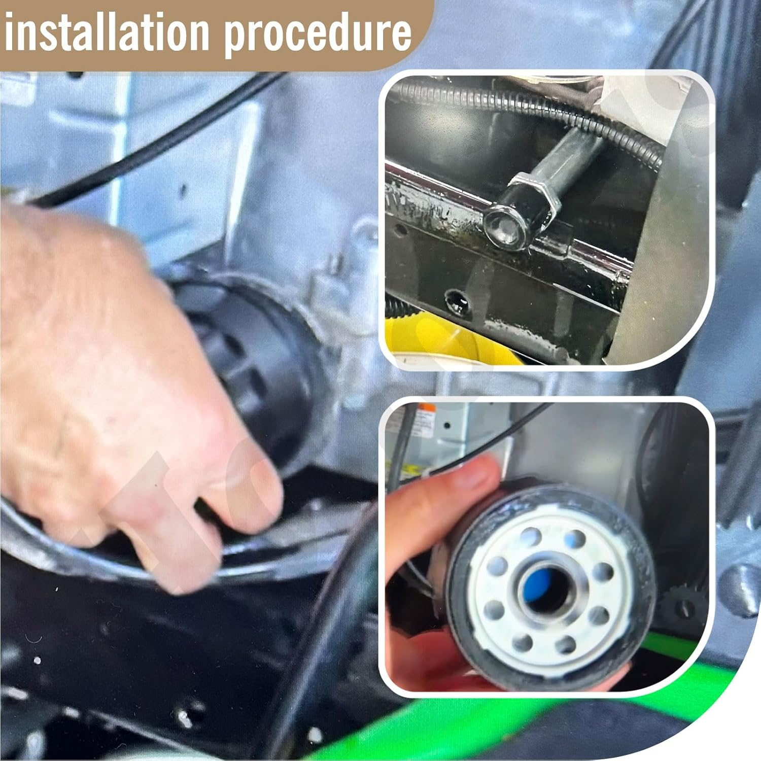 MIU13767 AM131611 AM125424 Easy Change Conversion Kit Compatible with J-Ohndeere Lawn and Garden Tractor MIU13767B, S160, S130, E120, E130, E150 & with 1 Oil Filter, 1 Drain Plug, 1 Adapter Fitting image number 1