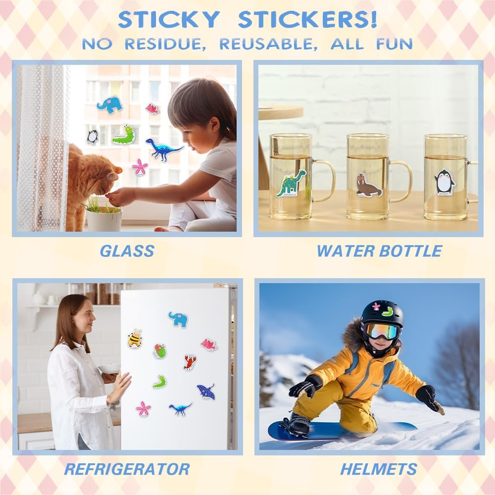 4 Pack Reusable Puffy Sticker Books for Kids, Yakiter Reusable Sticker Book for Kids 2-4, over 126+ Puffy Stickers, Includes Animals, Dinosaurs, Insects, Ocean Animals Themes