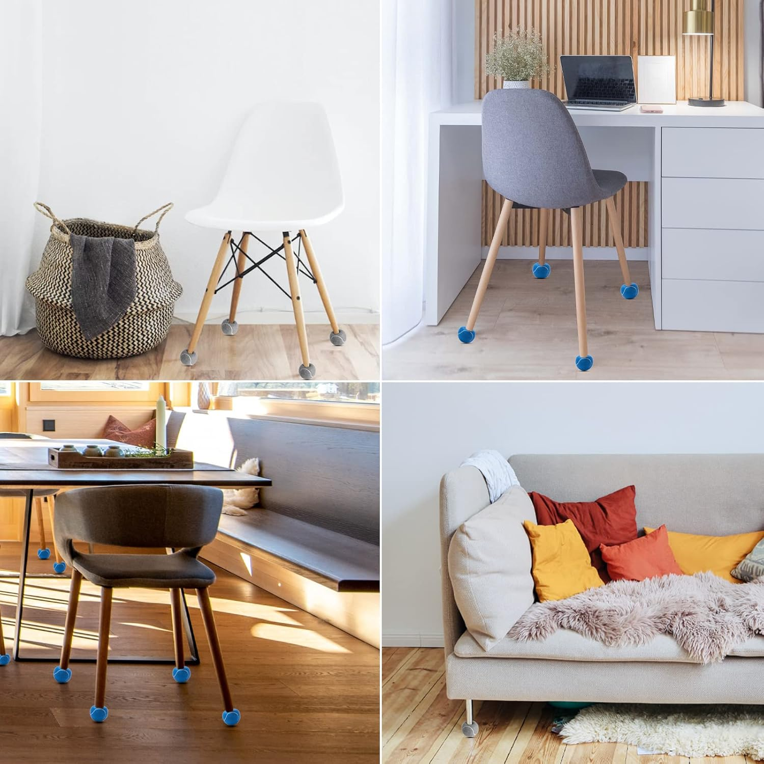 Magicorange 4 PCS Precut Walker Tennis Balls for Furniture Legs and Floor Protection, Heavy Duty Long Lasting Felt Pad Glide Coverings (Black)