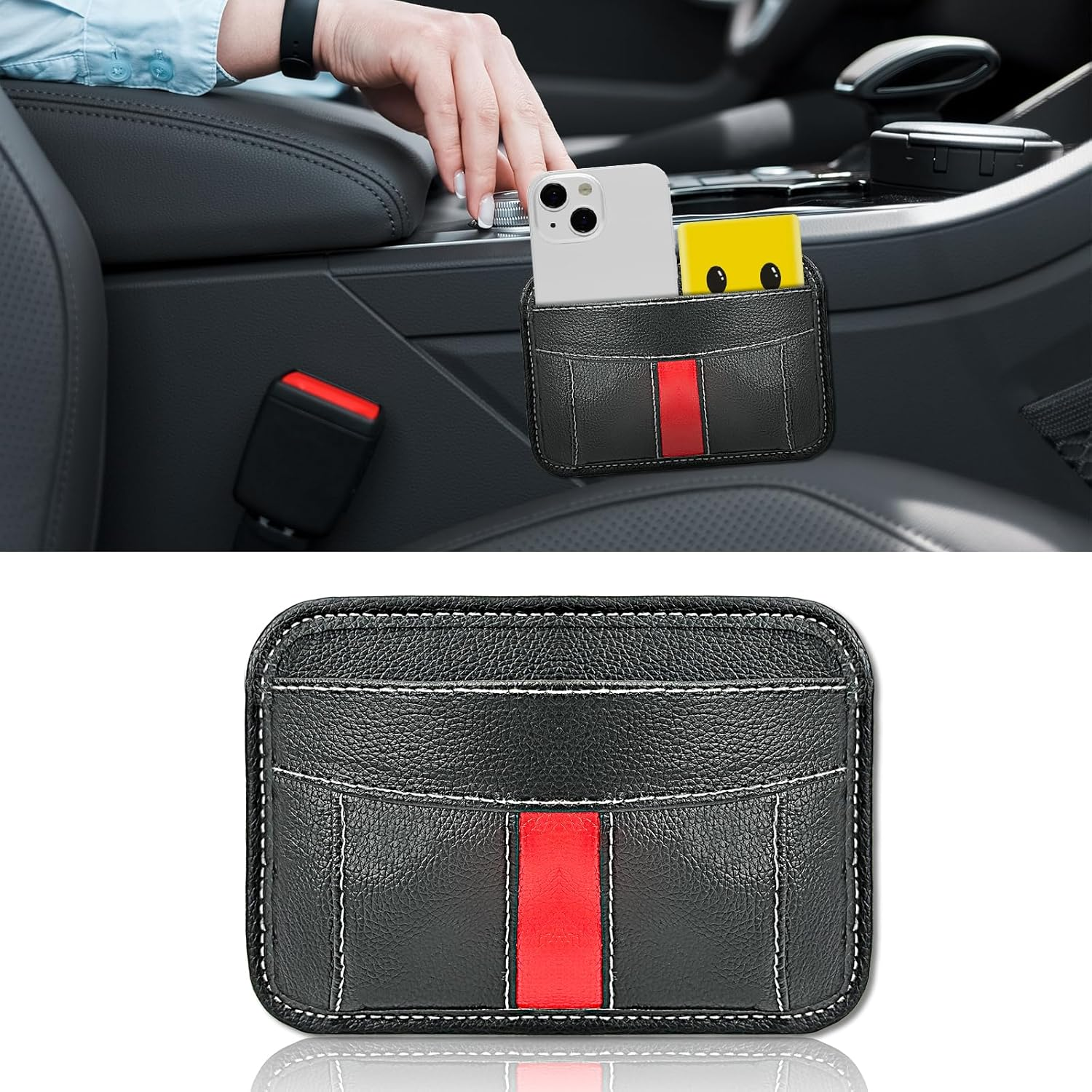 Car Side Pocket Organizer, Auto Seat Pockets PU Leather Pen Phone Holder Tray Pouch Used for Car Door, Window, Console, Seat -Fits to Organize Document, Registration, Notepad, Gadgets, Pen