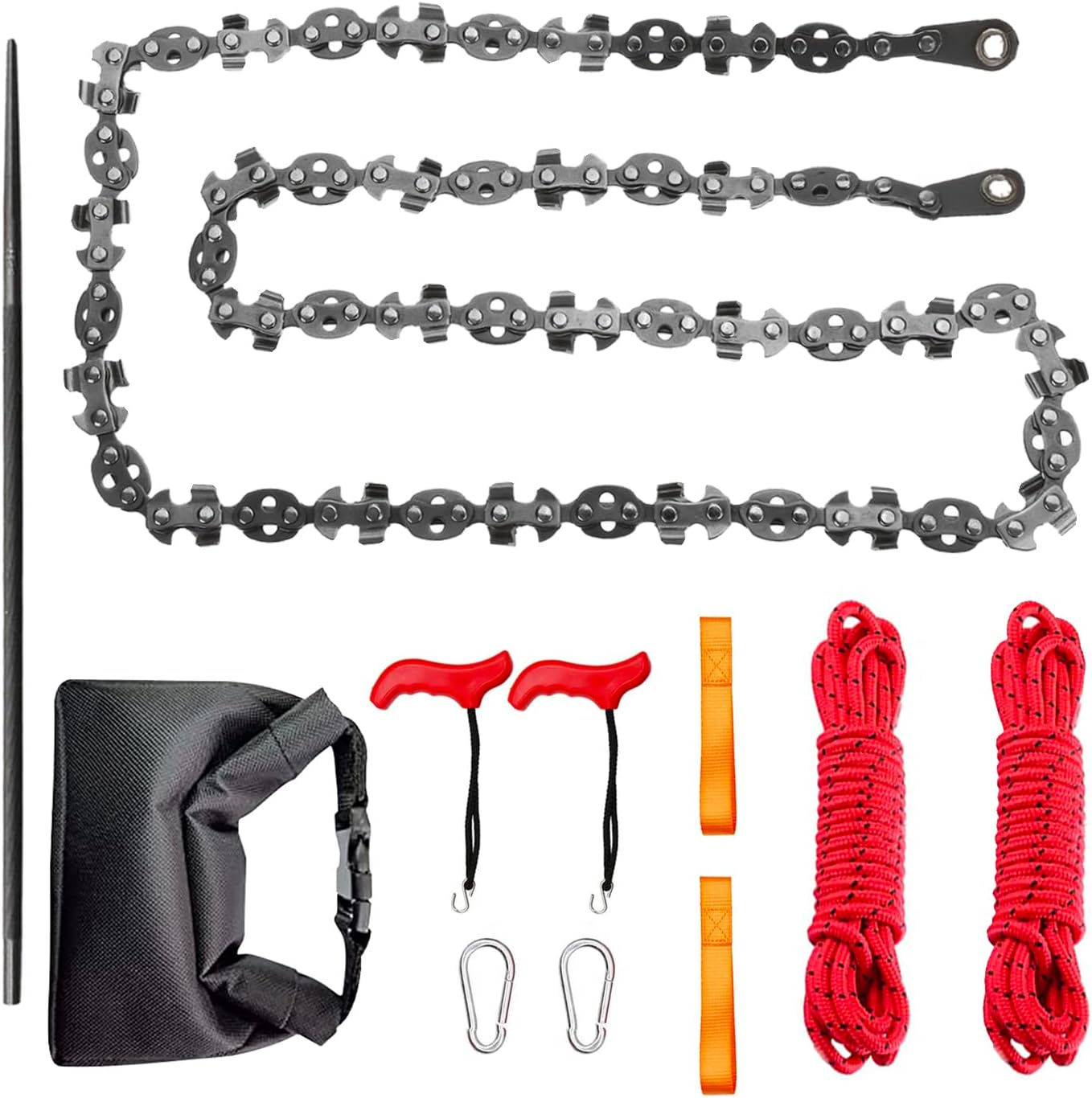 Upgrade 53 Inch High Reach Tree Limb Hand Rope Saw, 68 Sharp Teeth Blades on Both Sides, Folding Rope Chain Saw for Camping