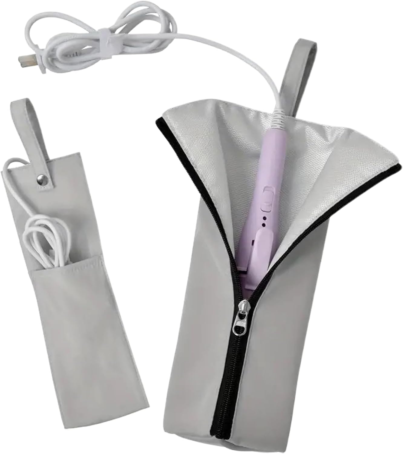 Biniveil Curling Iron Bag | Heat Resistant Mat Pouch | Dustproof Waterproof Hair Styling Tool Organizer for Travel Vanity Table RV Salon Hairstylist Makeup Station Home - Pink image number 3