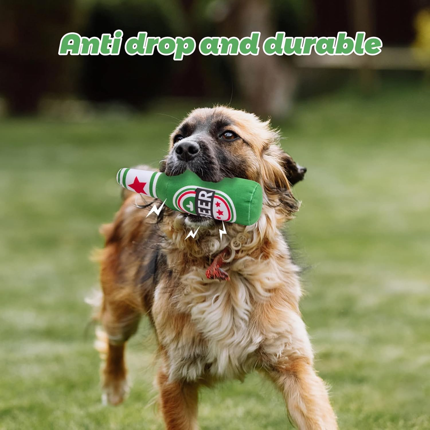 Squeaky Dog Toys, Plush Beer Bottle Dog Toy, Interactive Dog Chew Toy, Wine Bottle Dog Chew Toys with Sound Squeaker, Squeaky Dog Interactive Play Toy, for Small Dogs, Medium Dogs, Large Dogs image number 5