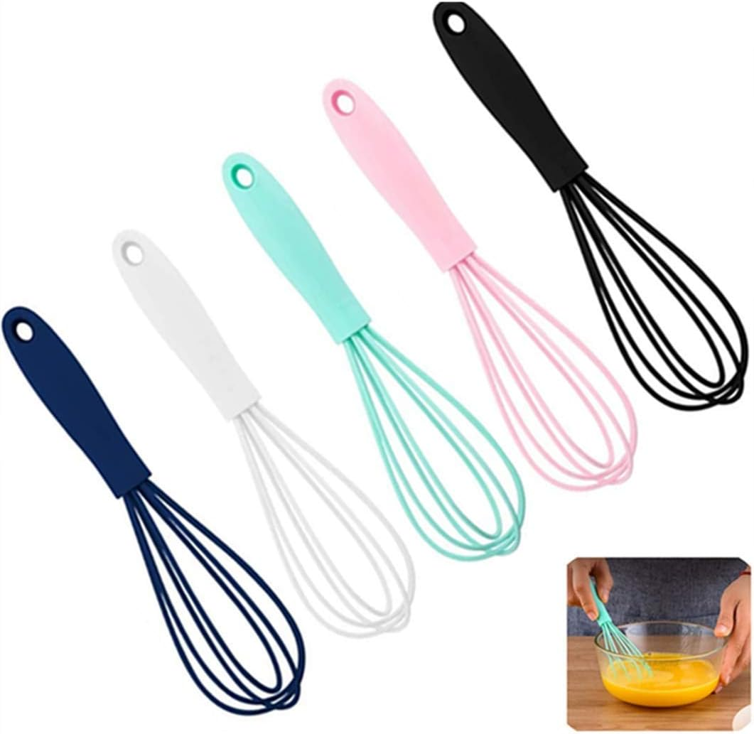 Silicone Whisk -5 Pcs Colorful Kitchen Mini Silicone Whisks,Whisk Set Egg Beater for Blending Whisking Beating Stirring Cooking Baking image number 1