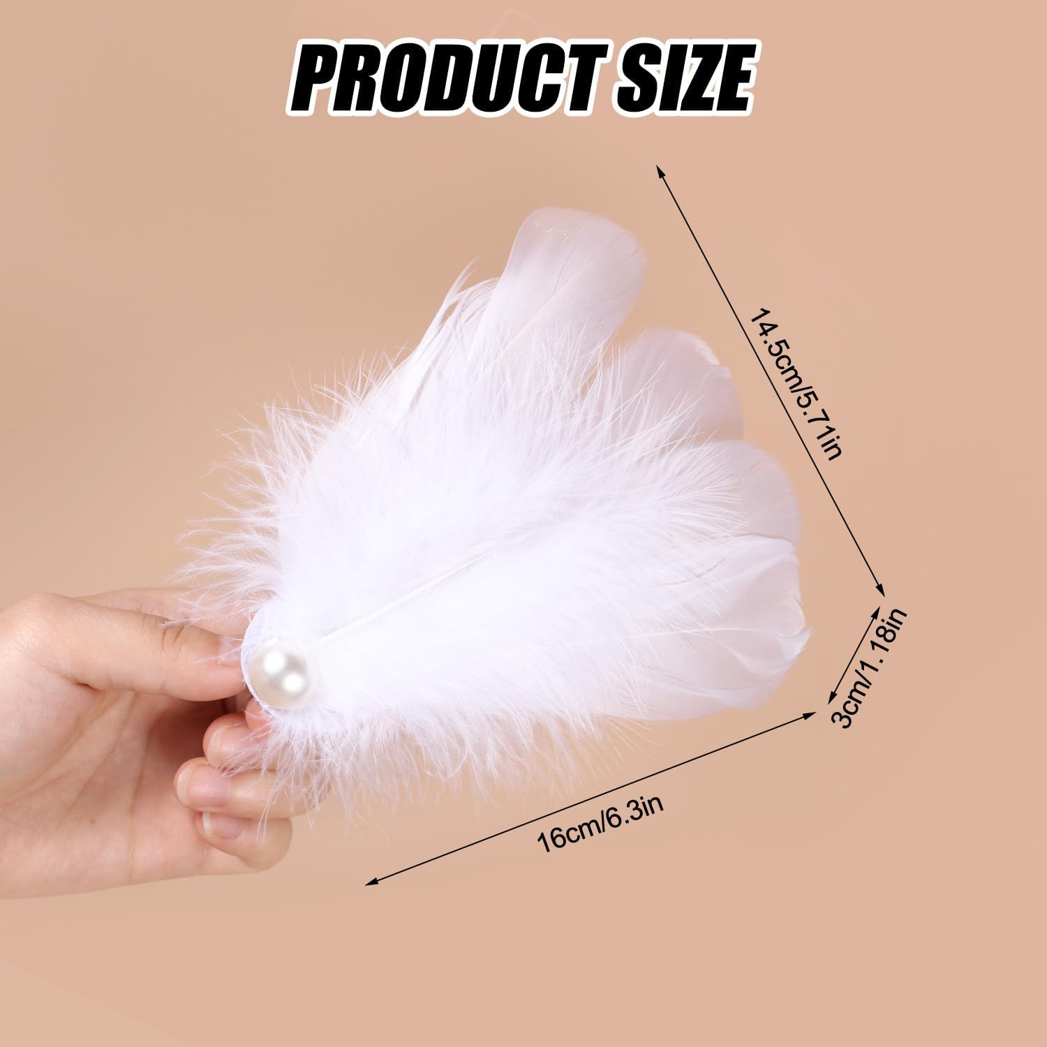 Gosknor 2Pcs White Swan Feathers Barrettes, Ballet Swan Lake Headpiece, Ostrich Feathers Hairpin for Stage Performances, Cosplay Costume image number 1