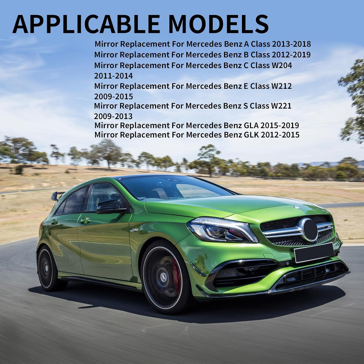 LOIYLLEN Left Side Mirror Replacement for Mercedes Benz a B C W204 E W212 S W221 GLA GLK - Left Side Mirror Glass, Rear View Mirrors Glass with Power Heated & Blind Spot(A2128102121)