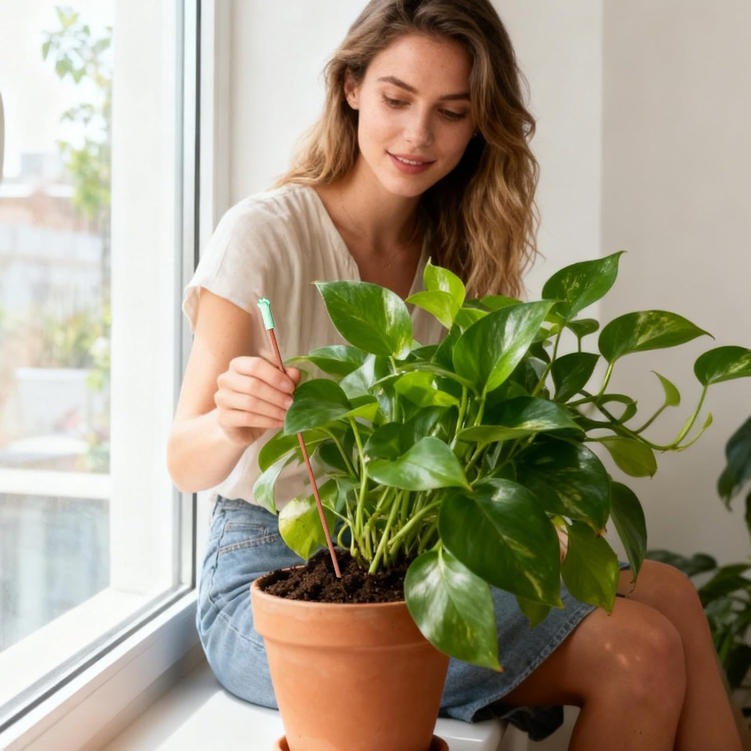 Soil Moisture Sensor, Clay Garden Accessories,Plant Moisture Meter - for Lawn Station Grow Planting Greenhouse Planter Watering Tomato Farm Home Flower Pot Vegetable Potting Raised Root Tree - 13Cm image number 6