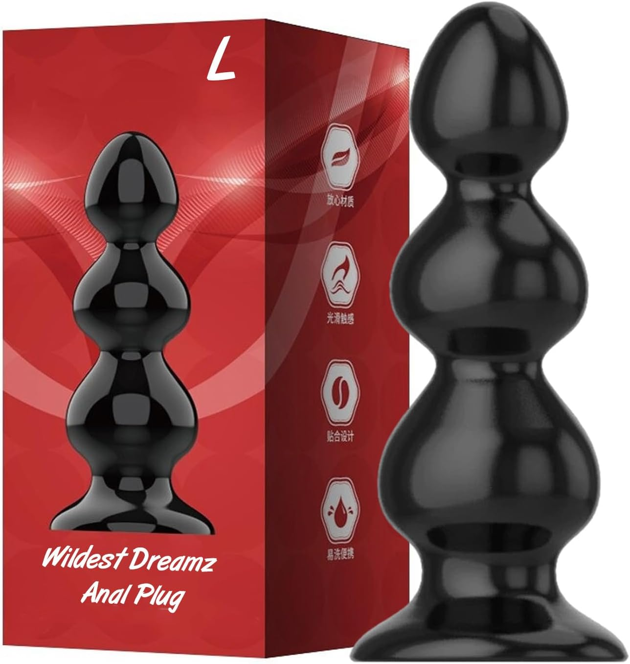 Anal Butt Plug Trainer Anal Plugs Beginners Starter for Women and Men Prostate Massage Anal Dildo Beads Plugs Trainer S M L XL XXL XXXL with Flared Base Suction Cup Adult Sex Toy (Large) image number 2