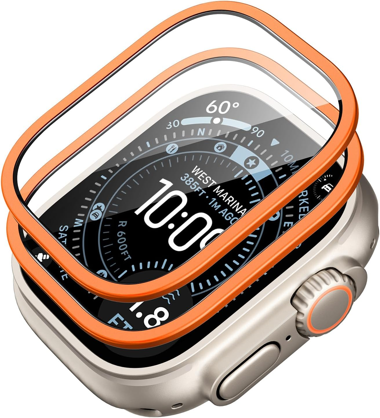 ESR 2 Pack Armorite Screen Protector for Apple Watch Ultra 3/2/1 (2025/2024/2023/2022,49 Mm), Military Grade Protection, Tempered Glass Film with Aluminum Alloy Frame, Anti-Scratch, Black