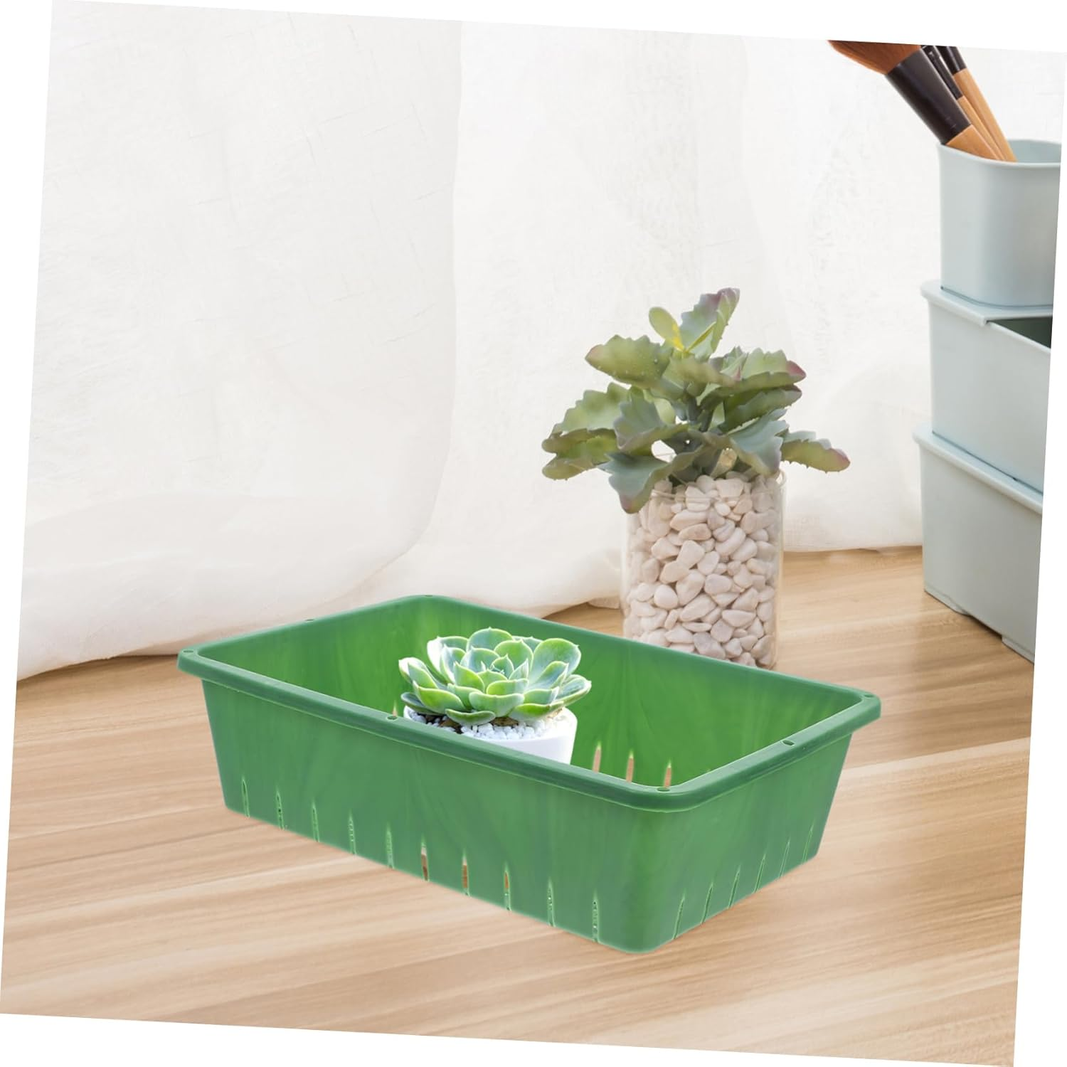 SUPVOX Seedling Starter Tray and Sprouting Growing Tray for Indoor Gardening Small 26X18X7Cm Green Plastic Germination Container 2Pcs Seedling Growing