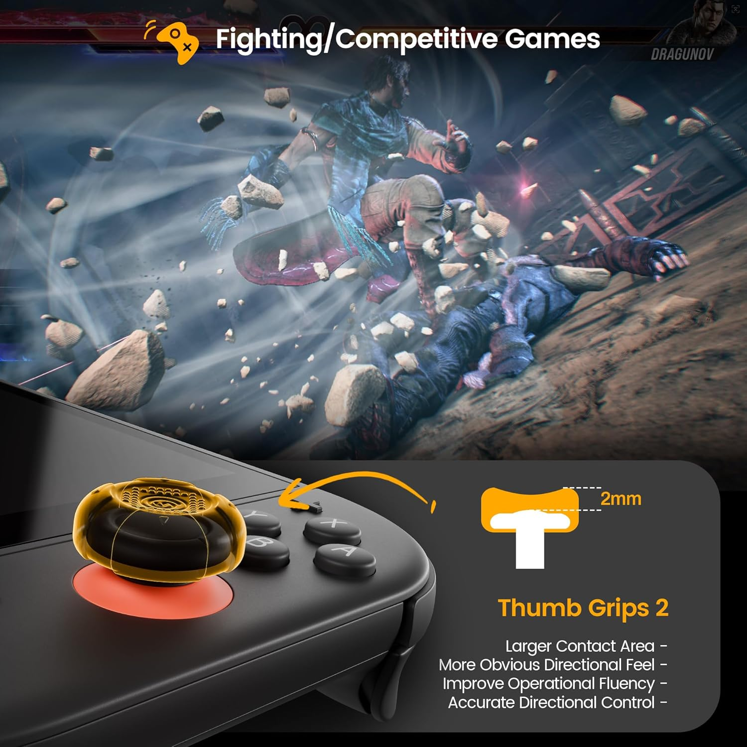 Geekshare G.S.Tac Edge Switch 2 Silicone Thumb Grip Caps Set, Anti-Slip Joystick Cover Caps Compatible with Switch 2025, 3 Pairs / 6 Pcs - Black image number 2