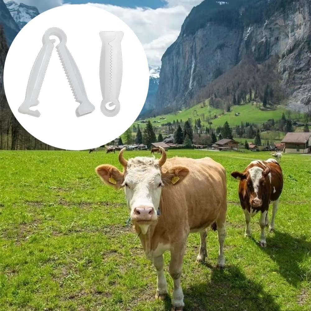 Crovakeu 100 Pcs Umbilical Cord Clamps for Newborn Animals,White PP Plastic Puppy and Kitten Birth Clips, Livestock Whelping Clamps, Veterinary Obstetrical Tool Kit for Piglets, Lambs,Cats image number 1