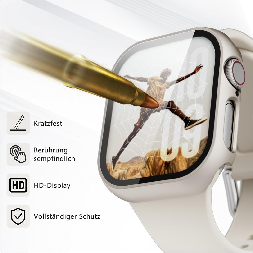 TGKML Pack of 2 Compatible with Apple Watch SE 2/SE/6/5/4 Protective Case with Screen Protector 44 Mm, Hard Case Built-In Scratch-Resistant Tempered Glass Screen Protector for Iwatch 44 Mm,