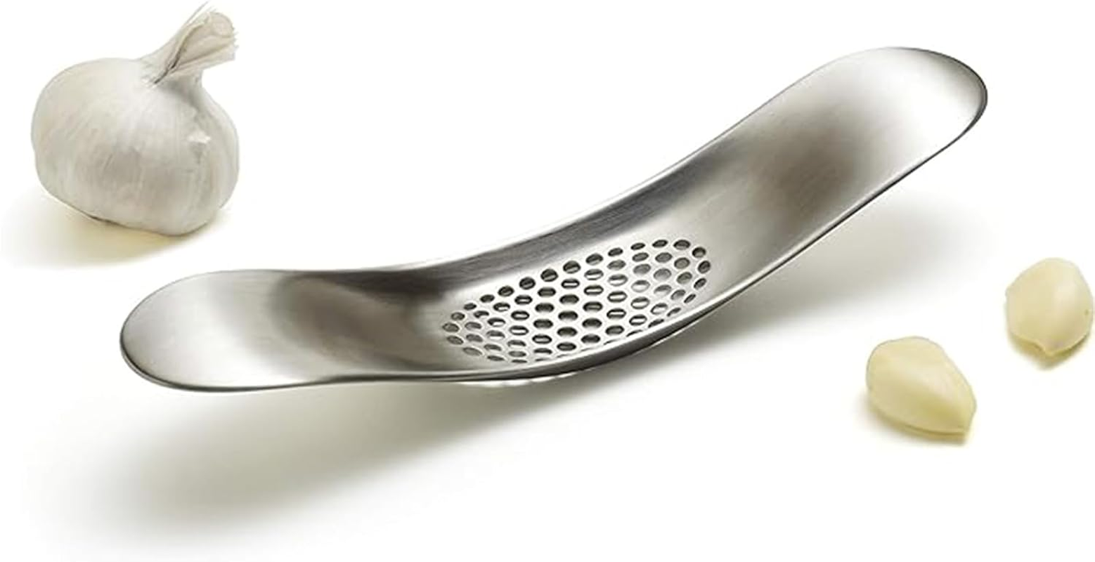 2 Pcs Garlic Presses Stainless Steel Garlic Crusher Household Garlic Mincer Device Garlic Crusher Mince Ergonomic Heavy Duty Kitchen Cooking Gadget Garlic Press Rocker for Picnic Camping Cafeteria image number 6