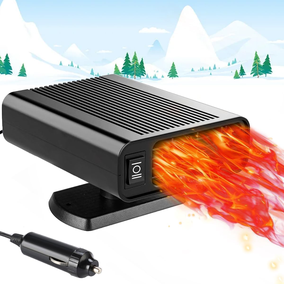 Car Heater, 2-In-1 Car Fan Heater 12 V 200 W Car Heater Defroster 360&deg; Rotatable Defroster Car Heater Quick Heating Defroster for Car Windscreen Fast Heating (Black) image number 3