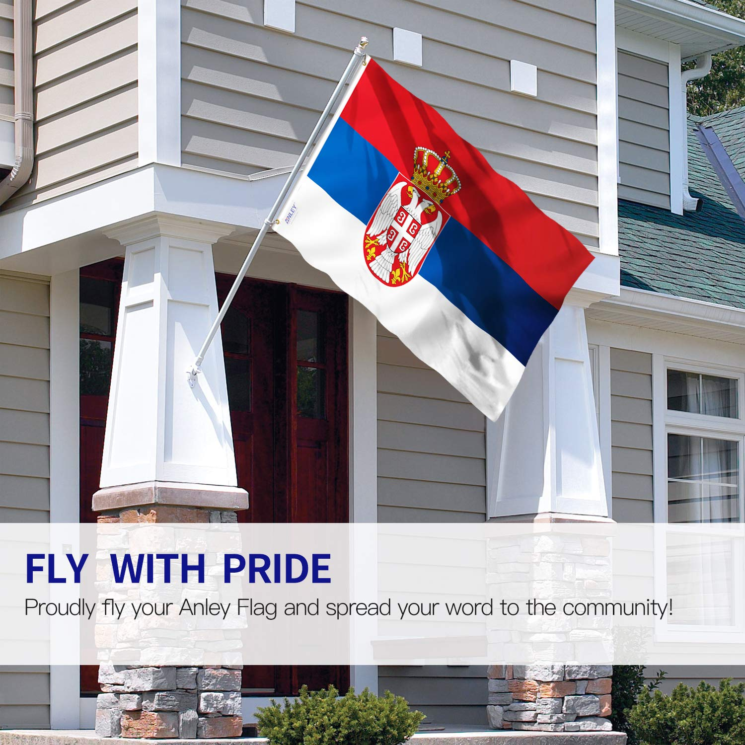 ANLEY Fly Breeze 3X5 Feet Serbia Flag - Vivid Color and Fade Proof - Canvas Header and Double Stitched - Serbian Flags Polyester with Brass Grommets 3 X 5 Ft image number 6