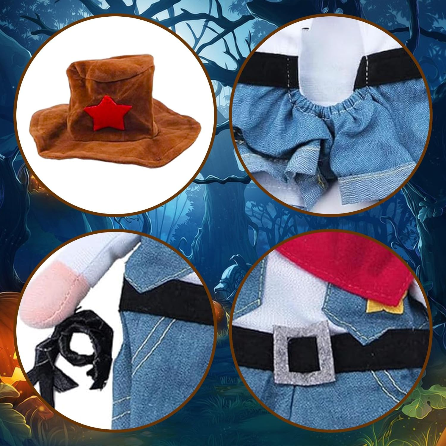 Cowboy Cat Costume with Hat, Funny Dog Costume, Cowboy Halloween Costumes for Cat & Puppy, Cute Cat Clothes Party Cosplay Costume for Cats, Puppy & Small Dogs (Blue, Medium)