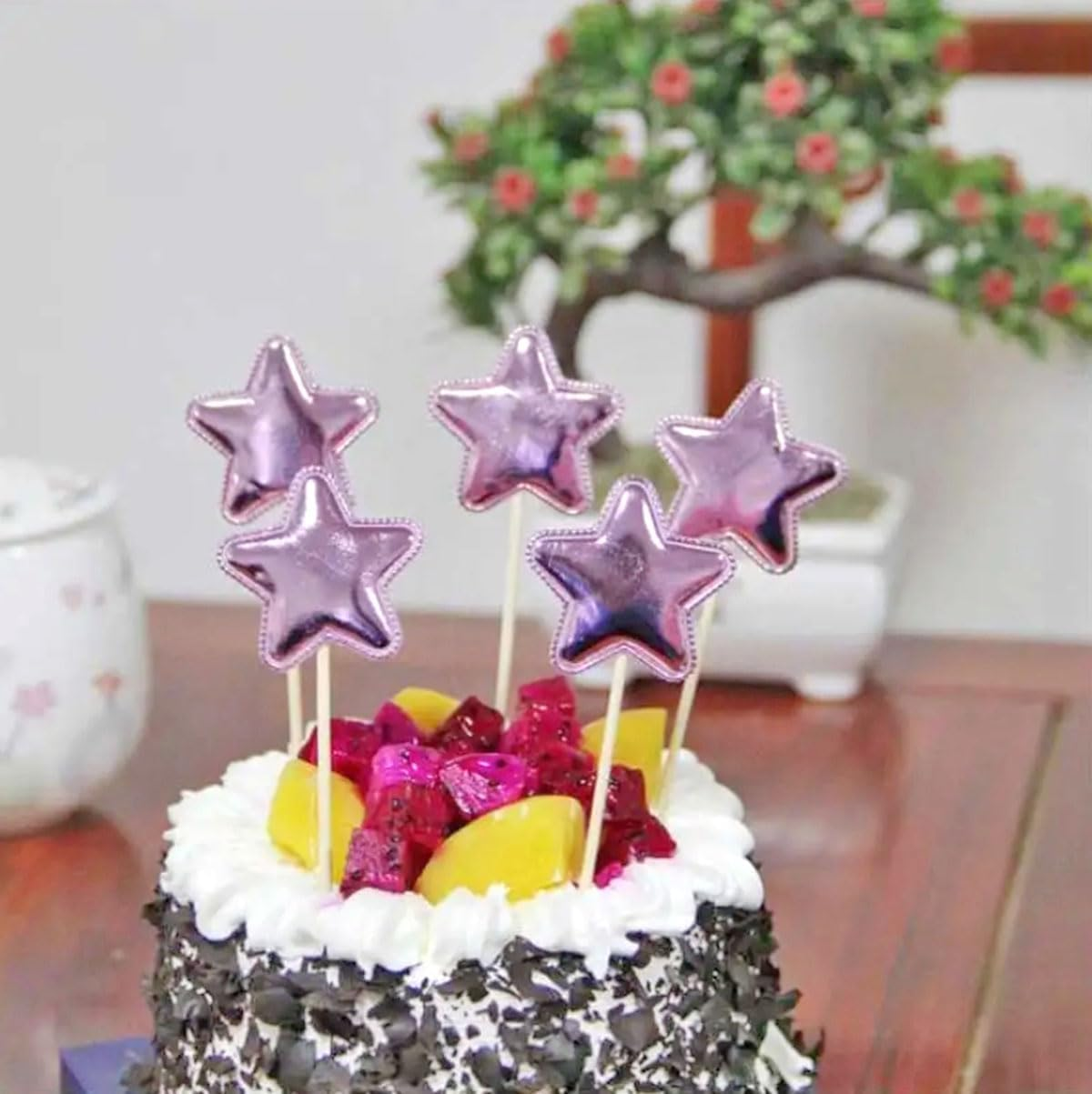 200Pcs Colorful Cake Toppers Sticks Cupcake Toppers Stars Crown Heart Cake Decorations,Pu Material Cake Toppers Sticks for DIY Holiday Cake Insert Birthday Wedding Party Supplies