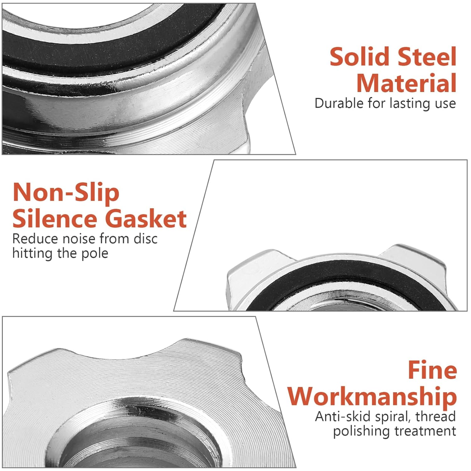 Cabilock 2PCS 2.5Cm Dumbbell Clips, Dumbbell Nut Collar, Casting Iron Nuts Anti-Slip Collar Screw for Barbell Dumbell Weight Lifting (Silver) image number 3