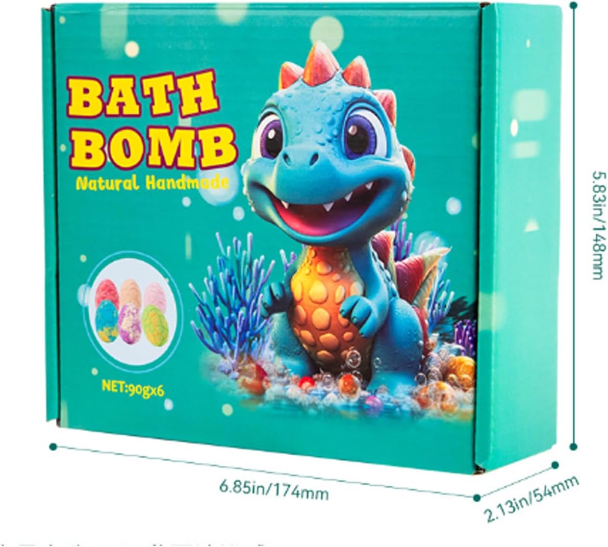 Bath Bombs with Surprise Dinosaur Toys Inside, 6 Pack Organic and Natural Bubble Bath Bombs, Bath Bomb Set for Birthday