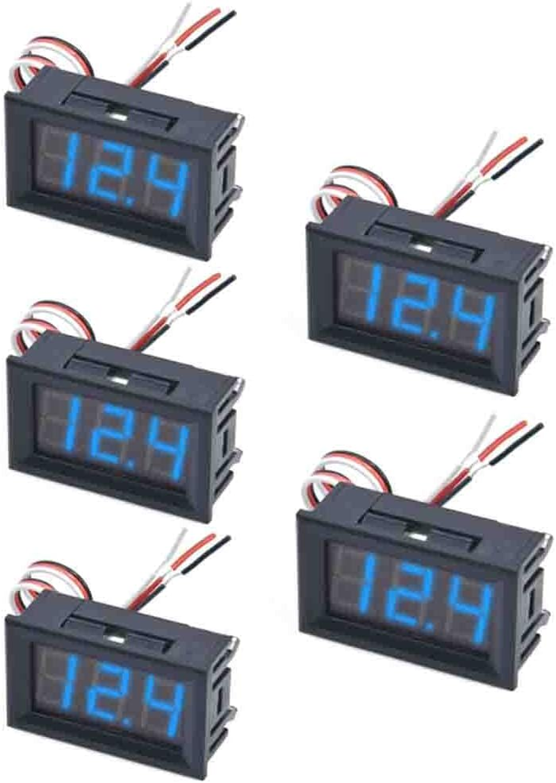 5Pcs 0.56 Inch Mini DC Digital Voltmeter 3 Wire DC 0 V to 30V LED Display Voltage Panel Meter (Blue Light) image number 2