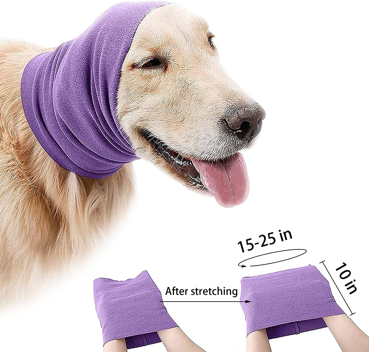 Quiet Ears for Dogs Anxiety Barking Dog Ear Covers Muffs Snood for Noise 2PCS Dog Ear Hearing Earmuffs Fireworks Protection anti Anxiety Dog Hat for Medium to Large Dogs (Large, Purple & Grey)