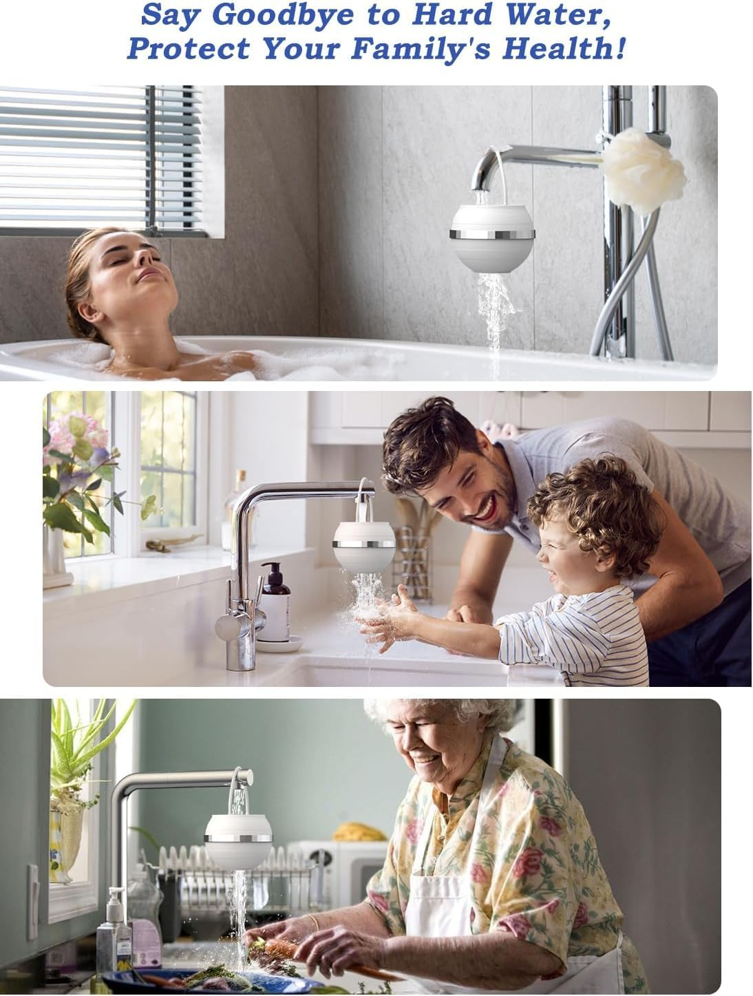 Bath Filter for Tub with 2 Filter Cartridges, Bath Water Filter, 10 Stages, Shower Water Filter, Bpa-Free Removes Hundreds of Contaminants for Softer, 2,500 Gallons of Filtration (Bright White)