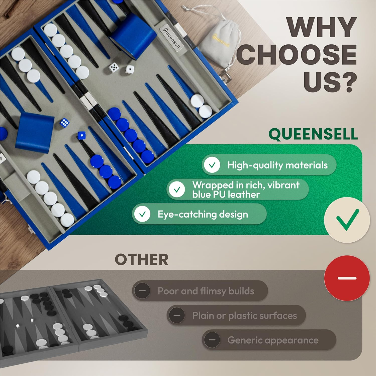 Backgammon Sets for Adults - Blue Edition