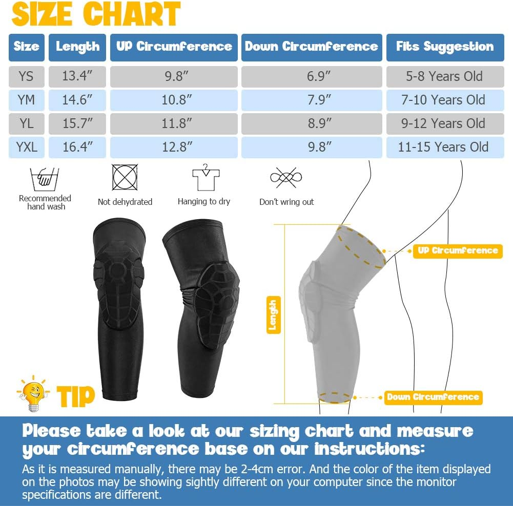 Acelist Kids/Youth 5-15 Years Sports Honeycomb Compression Knee Pad Elbow Pads Guards Protective Gear for Basketball, Baseball, Football, Volleyball, Wrestling, Cycling