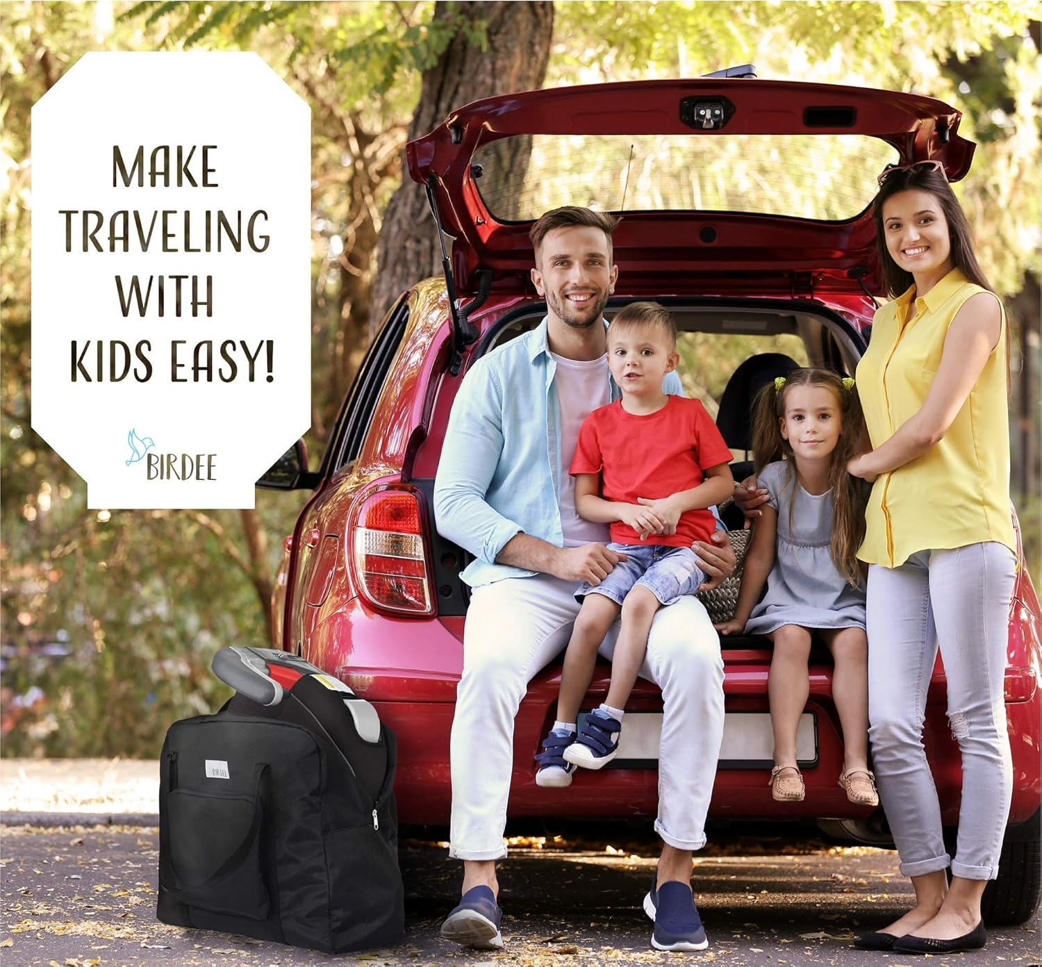 Birdee Backless Booster Seat Travel Bag for Airplane Gate Check and Carrier for Travel - Fits GB Pockit and Most Lightweight Compact Folding Strollers image number 3