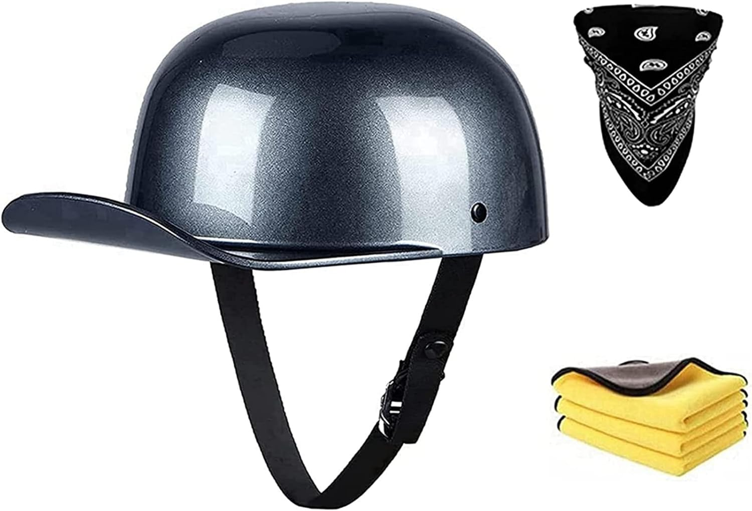 Retro Baseball Cap Motorcycle Half Helmet, ECE Approved Half Face Helmets Lightweight Adult Open Face Half Helmet for Men Women Scooter Touring Moped Street Helme E,L=56-58CM