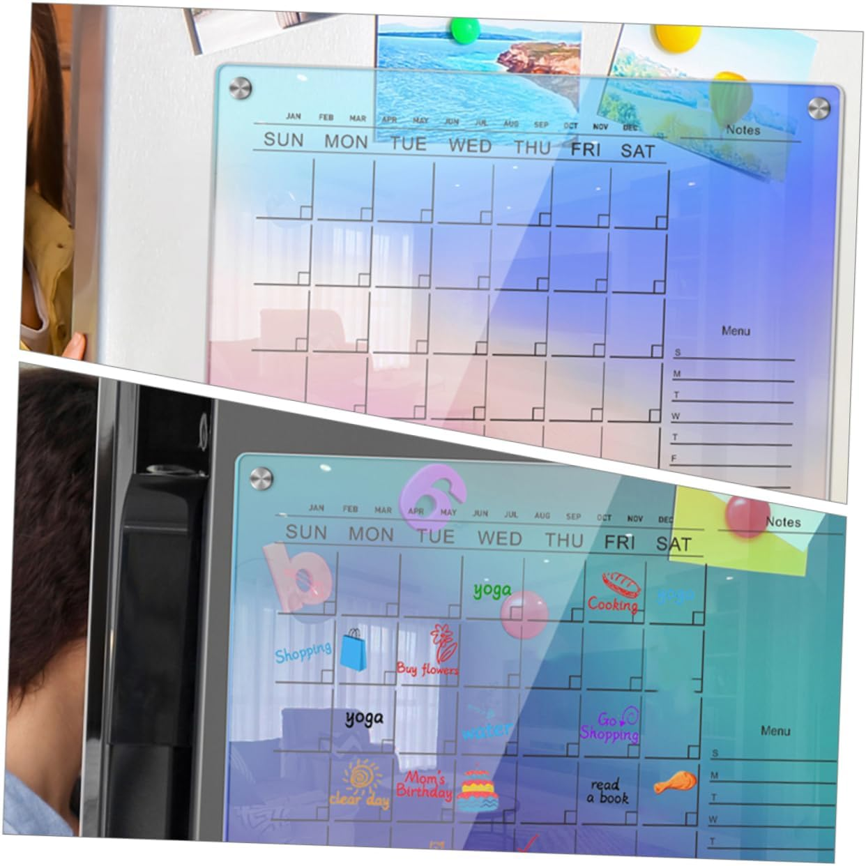 STOBOK Sturdy Acrylic Magnetic Fridge Calendar Dry Erase Board Wall Fridge Accessory image number 6