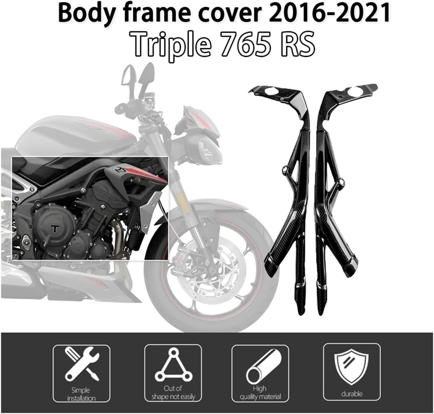 Compatible with Street Triple 765RS 2016-2021 2020 2019 100% Full Dry 3K Carbon Fiber Body Frame Covers Motorcycle Accessories image number 2