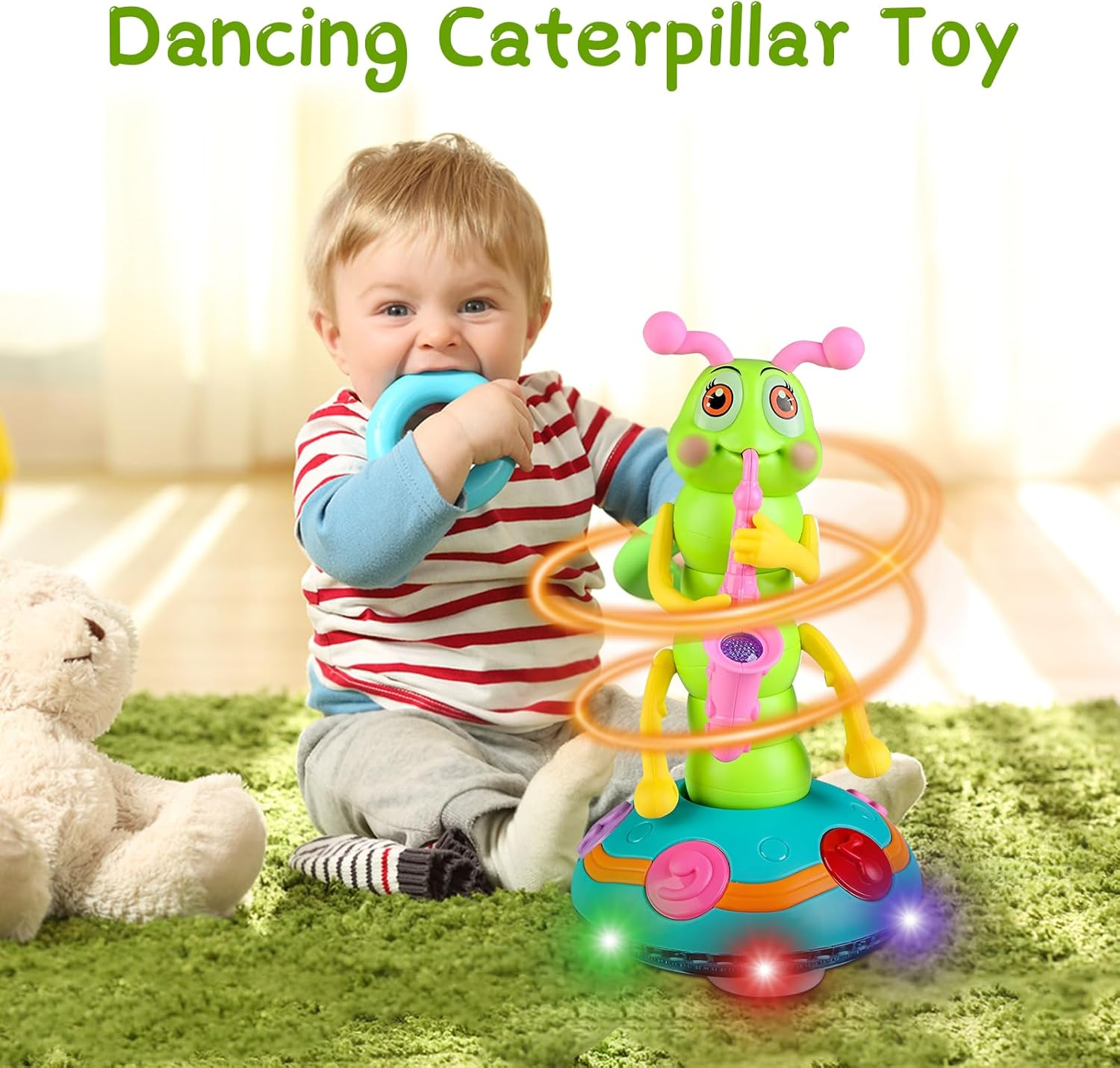 Musical Caterpillar, Crawling Toy Dancing Caterpillar, Dancing Saxophone Caterpillar Toy, Children'S Electric Caterpillar Saxophone Toys - without Battery image number 3