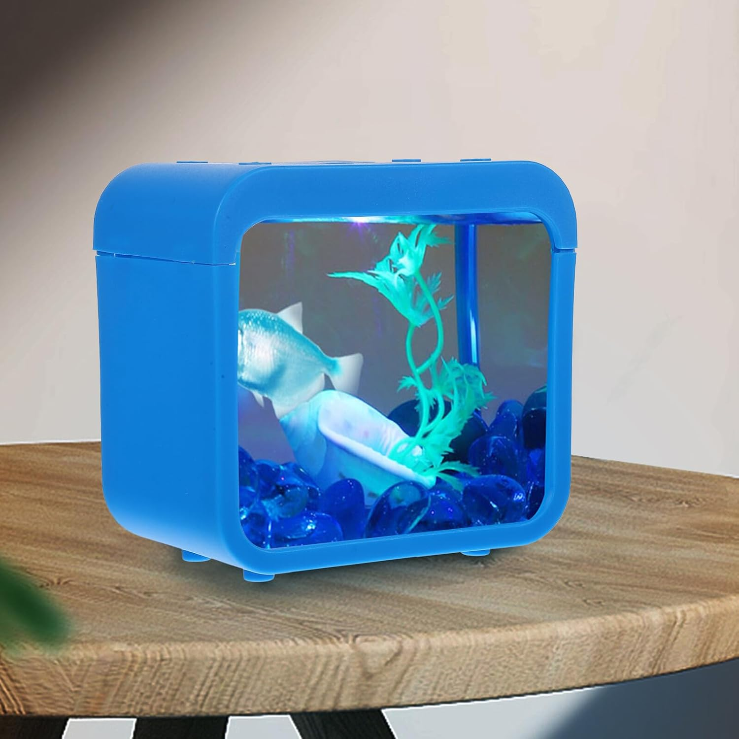 DOITOOL Mini Breeding Isolation Box with Light, Detachable Blue Fish Tank Aquarium for Small Aquatic Pets, Portable Mini Landscaping Aquarium Suitable for Betta and Small Fish image number 5