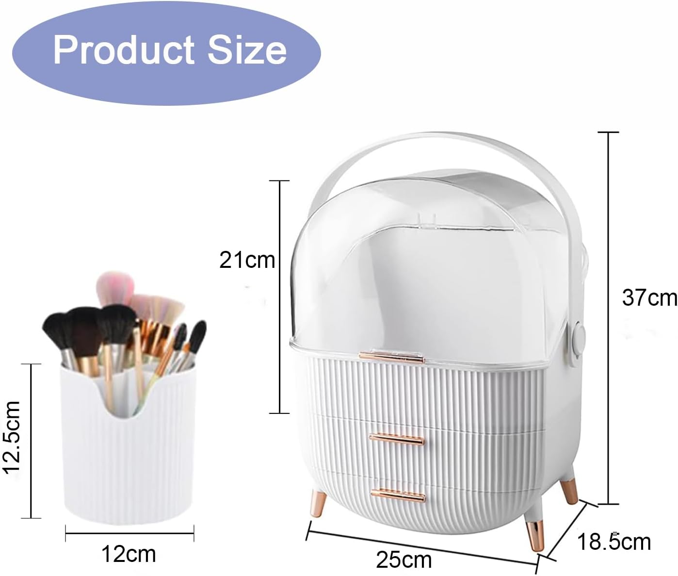 Uandhome Makeup Storage Organizer, Waterproof Cosmetics Display Case Dustproof Makeup Storage, Box Portable Handle Skincare Holder for Bedroom Vanity Desk Bathroom Desktop image number 3