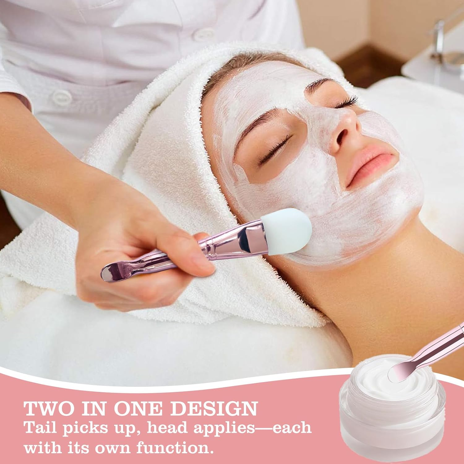 6 Pcs Face Mask Mixing Bowl Set - 1 Facial Bowl, 1 Fan Face Mask Brush Applicator, 1 Flat Brush, 1 Silicone Mask Brush Applicator & 2 Sponges, for Mask, Clay Mask, Cosmetics, Eye Mask, Body Lotion image number 4