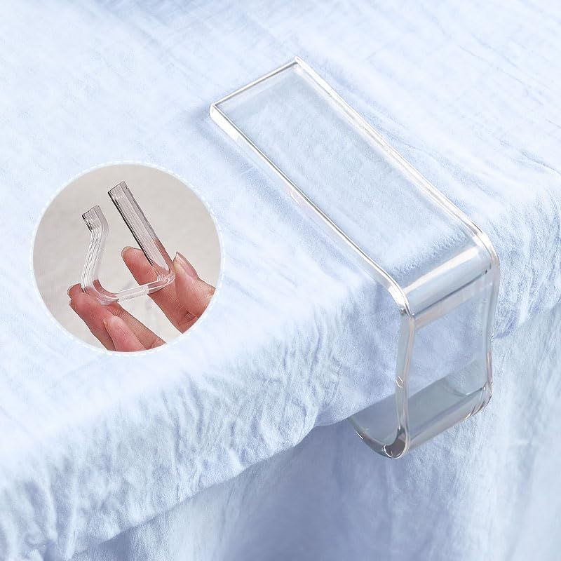 12 Pcs Table Cloth Clips, Plastic Clear, Hidden down Fixingtablecloths, Universal Fit for 20-35Mm Table Thickness, Camping, Picnic, outside Table, Wedding image number 3